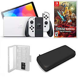 Nintendo Switch OLED in White with Zelda Hyrule and Accessories