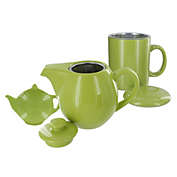 Teaz Cafe Set with Stainless Steel Infuser Teapot- 24oz - Green