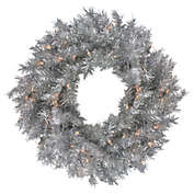 Northlight 24" Silver Tinsel Artificial Christmas Wreath, Clear Lights