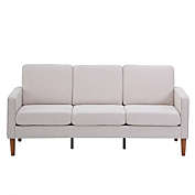 Infinity Merch Three Seats Sofa Without Chaise Concubine Solid Wood Frame in Creamy White