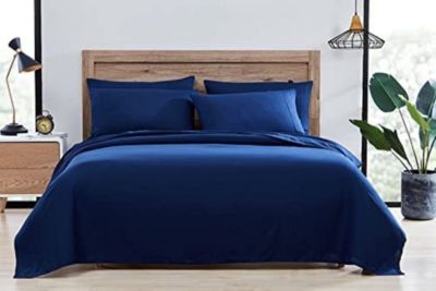 The Nesting Company Scarlet 6 Piece Super Soft and Silky Sheet Set - Queen - Navy