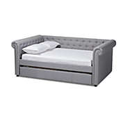 Baxton Studio Mabelle Modern And Contemporary Gray Fabric Upholstered Queen Size Daybed With Trundle - Gray