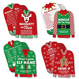 Big Dot of Happiness Ugly Sweater - 4 Holiday and Christmas Party Games - 10 Cards Each - Gamerific Bundle