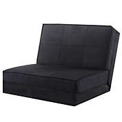 Costway-CA Convertible Lounger Folding Sofa Sleeper Bed-Black