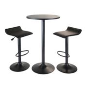Contemporary Home Living Set of 3 Black Contemporary Pub Table Set 39.75"