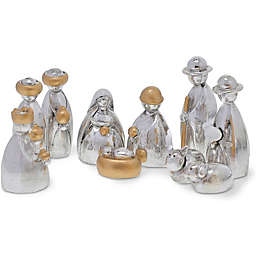 Faithful Finds Nativity Scene Figurines, Religious Christmas Decorations (Silver, 10 Pieces)