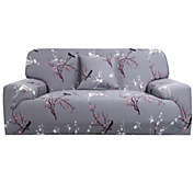PiccoCasa Stretch Sofa Cover Printed Couch Covers, 1 Piece Slipcover with Plum Flower Pattern for Sofas Love-seat Armchair, Furniture Cover for Living Room with One Pillowcase Free Medium