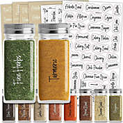 Talented Kitchen 272 Spice Jar Labels for Containers, Preprinted Black and White Script on Clear Seasoning Label Stickers + Numbers + Blanks for Kitchen Organization Rack and Herb Storage