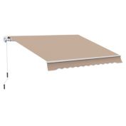 Halifax North America 12&#39; x 10&#39; Manual Retractable Awning Outdoor Sunshade Shelter for Patio, Balcony, Yard, with Adjustable & Versatile Design, Brown