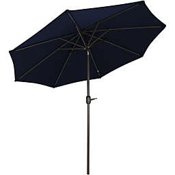 Sunnydaze Outdoor Aluminum Solution-Dyed Sunbrella Patio Umbrella with Auto Tilt and Crank - 9' - Navy Blue