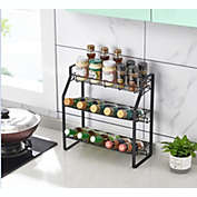 Inq Boutique Black Three Tier Kitchen Seasoning Storage Rack Counter Organizer Spice Rack Shelf for Seasoning Jars,Spice
