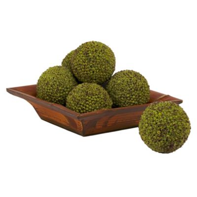 Nearly Natural Home Decorative 4" Berry Ball (Set of 6) Green