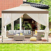 Costway Canopy Gazebo Tent Shelter Garden Lawn Patio with Mosquito Netting-Beige