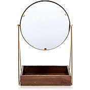 Juvale Vanity Mirror with Stand and Storage Tray for Tabletop (Gold, 10 x 6.75 x 16 in)