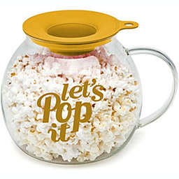 Lexi Home Glass Microwave Popcorn Maker  - 3 Quart Family Popcorn Maker in Yellow