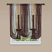 GoodGram Royal Ombre Crushed Semi Sheer Tie Up Curtain Window Shade - 50 in. W x 63 in. L, Chocolate