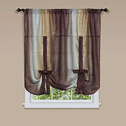 GoodGram Royal Ombre Crushed Semi Sheer Tie Up Curtain Window Shade - 50 in. W x 63 in. L, Chocolate