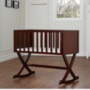 QuikFurn Solid Wood Rocking Baby Glider Cradle with Crib Mattress in Cherry Finish