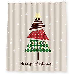 Juvale Merry Christmas Shower Curtain Set with 12 Hooks, (70 x 71 Inches)