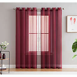 THD Basics 2 Piece Semi Sheer Voile Window Curtain Drapes Grommet Top Panels for Bedroom, Living Room & Kids Room - Set of 2 panels
