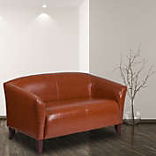 Emma + Oliver Cognac LeatherSoft Loveseat with Cherry Wood Feet