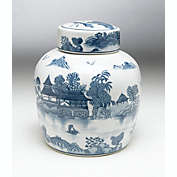 AA Importing 59748 9 Inch Blue & White Ginger Jar