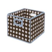 Badger Basket Co. Folding Basket/Storage Cube - Blue Trim/Brown Polka Dot