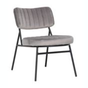 LeisureMod Marilane Velvet Accent Chair With Metal Frame - Fossil Grey