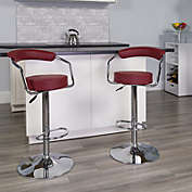 Flash Furniture Contemporary Burgundy Vinyl Adjustable Height Barstool with Arms and Chrome Base