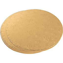 Juvale 14 Inch Cake Board Rounds, Disposable Gold Foil Boards for Cooking, Baking (3 Pack)
