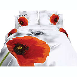 Dolce Mela Cotton Luxury Twin Size Duvet Cover 4PC Sheets Set -  Poppies