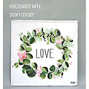 Contemporary Home Living 20" Green and Pink LOVE Wreath Wall Signs