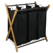 Oceanstar Design Group Oceanstar X-Frame Bamboo 3-Bag Laundry Sorter