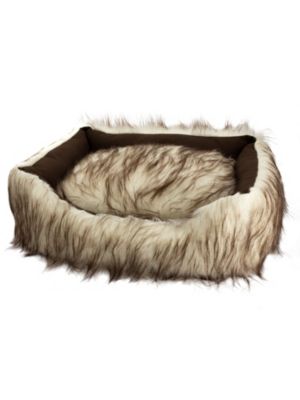 Duke and Darling Faux Fur White Pet Bed, Machine Washable, Slip Resistant, Safe Materials, Removable Cushion, Ultra Comfort - Ivory