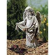 Roman 16.5" Gray Angel with Birds on Dress Outdoor Garden Statue