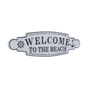 Cheungs Home Decorative White and Blue Lacquered Finish Wall Sign - Welcome to the Beach