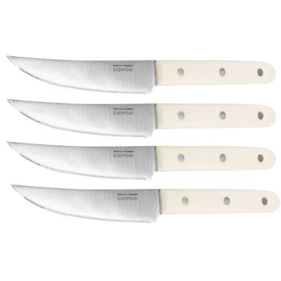 Martha Stewart Everyday 4 Piece Stainless Steel 4.5in Steak Knife Set in White