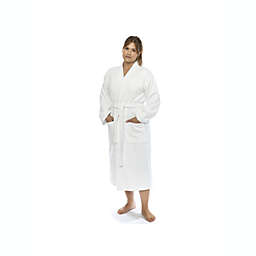 Classic Turkish Towels Cotton Nautical Sailor Waffle Embroidered Unisex Bathrobe With Pockets and Self-Tie Belt