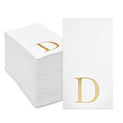 Sparkle and Bash Gold Foil Initial Letter D White Monogram Paper Napkins (4 x 8 In, 100 Pack)