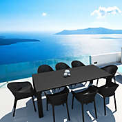 Luxury Commercial Living 9-Piece Black Extendable Patio Dining Set 118"