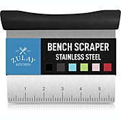 Zulay Kitchen Multi-purpose Stainless Steel Bench Scraper & Chopper with Easy to Read Etched Markings - Square (Black)