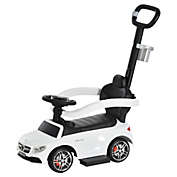 Aosom Push Cars for Toddlers Ride On & Push Car Stroller Sliding Walking Car with Underneath Storage Compartment & Working Steering Wheel, White