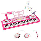 Gymax 49-Key Kids Keyboard Portable Electric Lighted Piano Instrument Toy Microphone