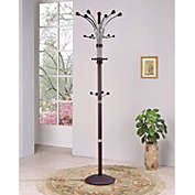 Slickblue Wood and Metal Coat Rack Hat Stand with Hooks on Top and Middle