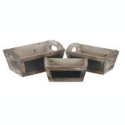 Cheungs Home Decorative Set of 3 Rectangular Garden Ledge Planter with Handle and Chalkboard