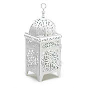 Zingz & Thingz 10.75" White Traditional Scrollwork Candle Lantern with Handle