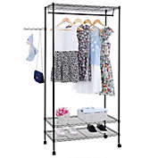 Inq Boutique 3-Tier Closet Organizer Metal Garment Rack Portable Clothes Hanger Home Shelf RT
