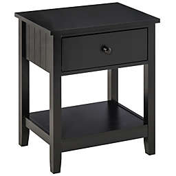 HOMCOM Modern Style Nightstand, Side Table with Drawer and Storage Shelf for Bedroom, or Living Room, Black