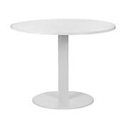 Saltoro Sherpi Keli 35 Inch Round Dining Table, White Aluminum Frame, Foldable Design-