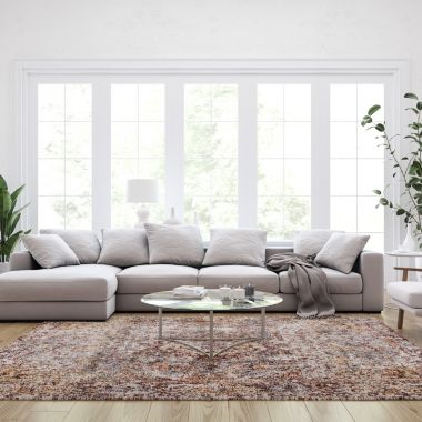 Merrick Lane 8' x 10' Distressed Old English Style Artisan Traditional Rug in Red. View a larger version of this product image.